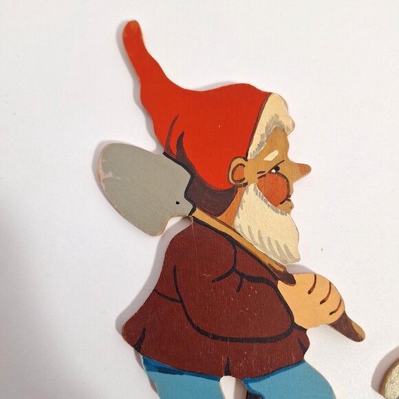 Wooden Dwarf Hand Painted Wall Hanging 3 Decorative Vintage Dwarves Decor - Picture 9 of 13